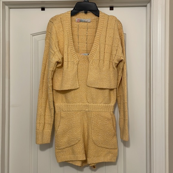 Free People Declan Romper Sweater Set sunset gold yellow XS $108 - Picture 3 of 6